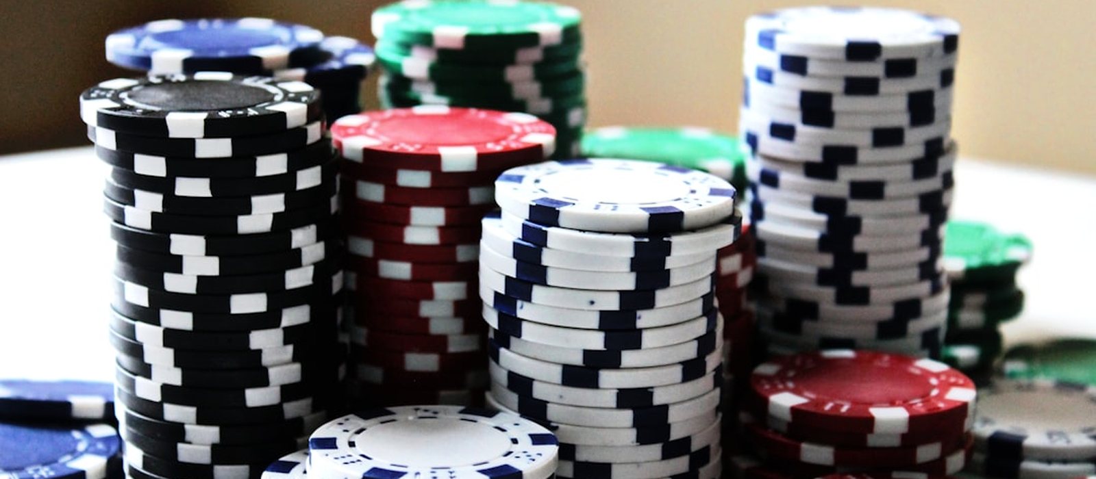 Casino chips on a gaming table