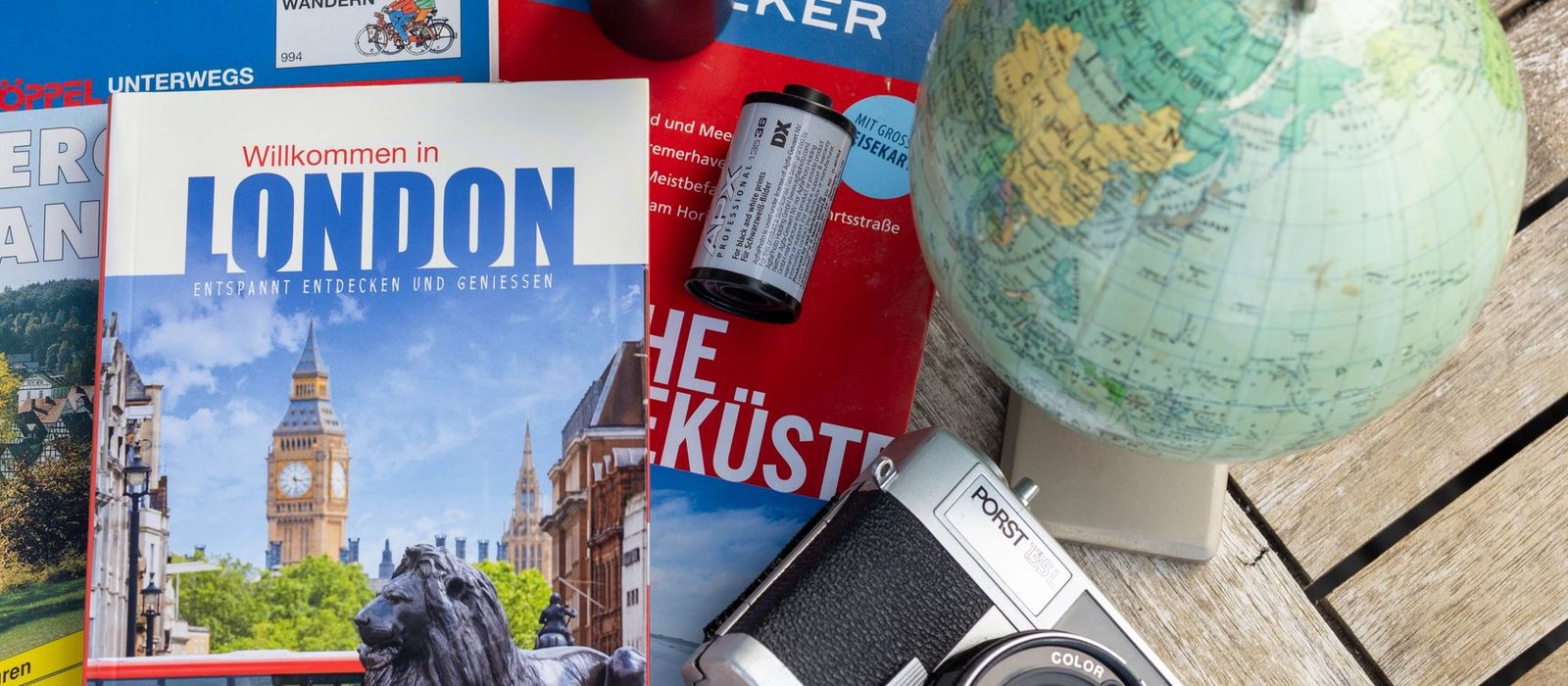 Map and guidebook laid out for trip planning